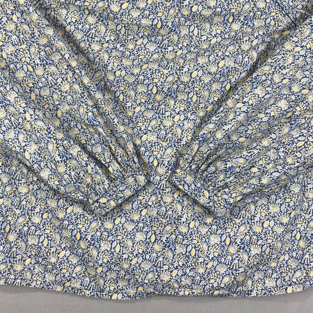 Gap Blouse Women Small Tall Blue Yellow Pullover Top V-Neck Boho Peasant Balloon - Picture 7 of 13